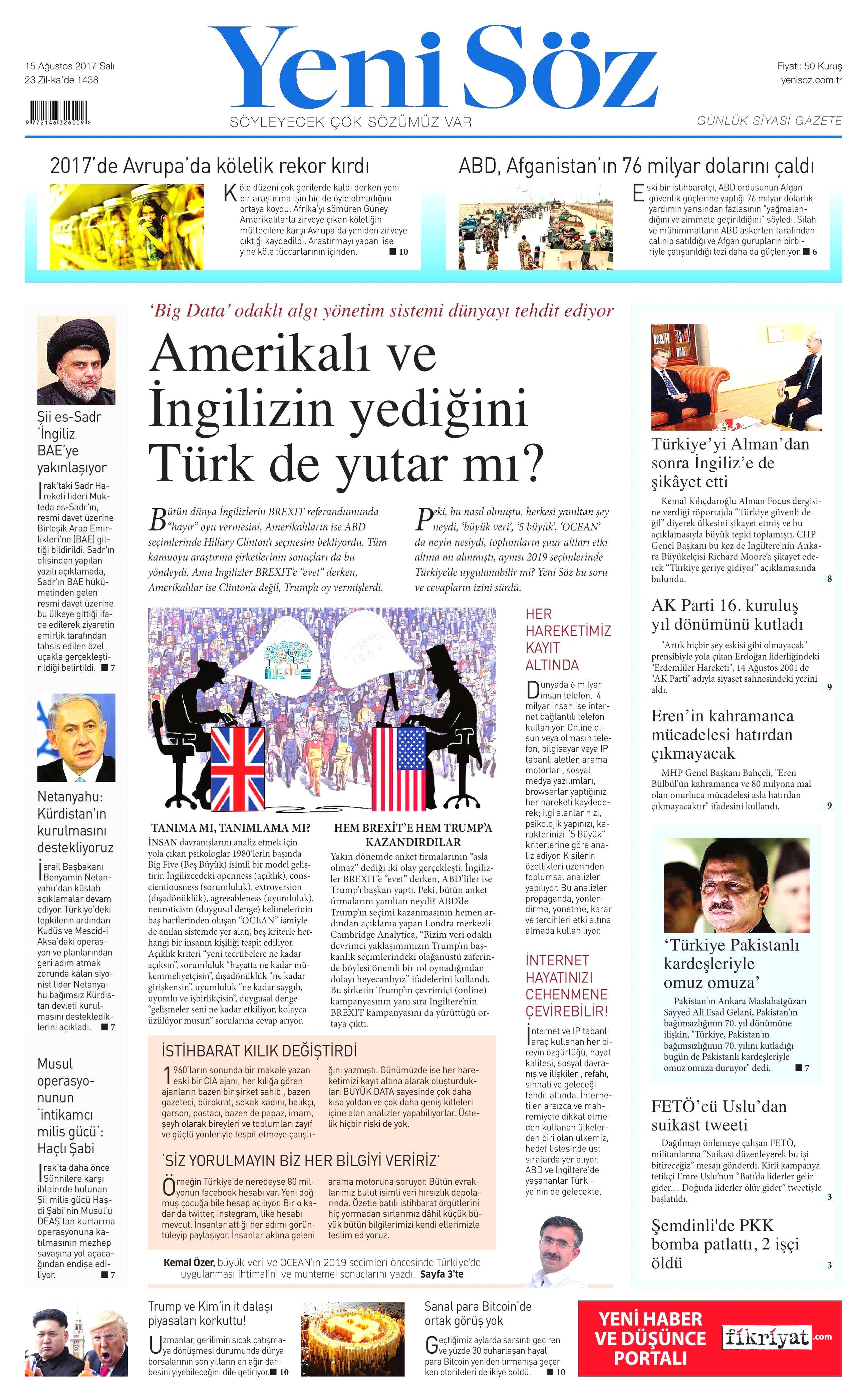 15 Ağustos gazete manşetleri - 29