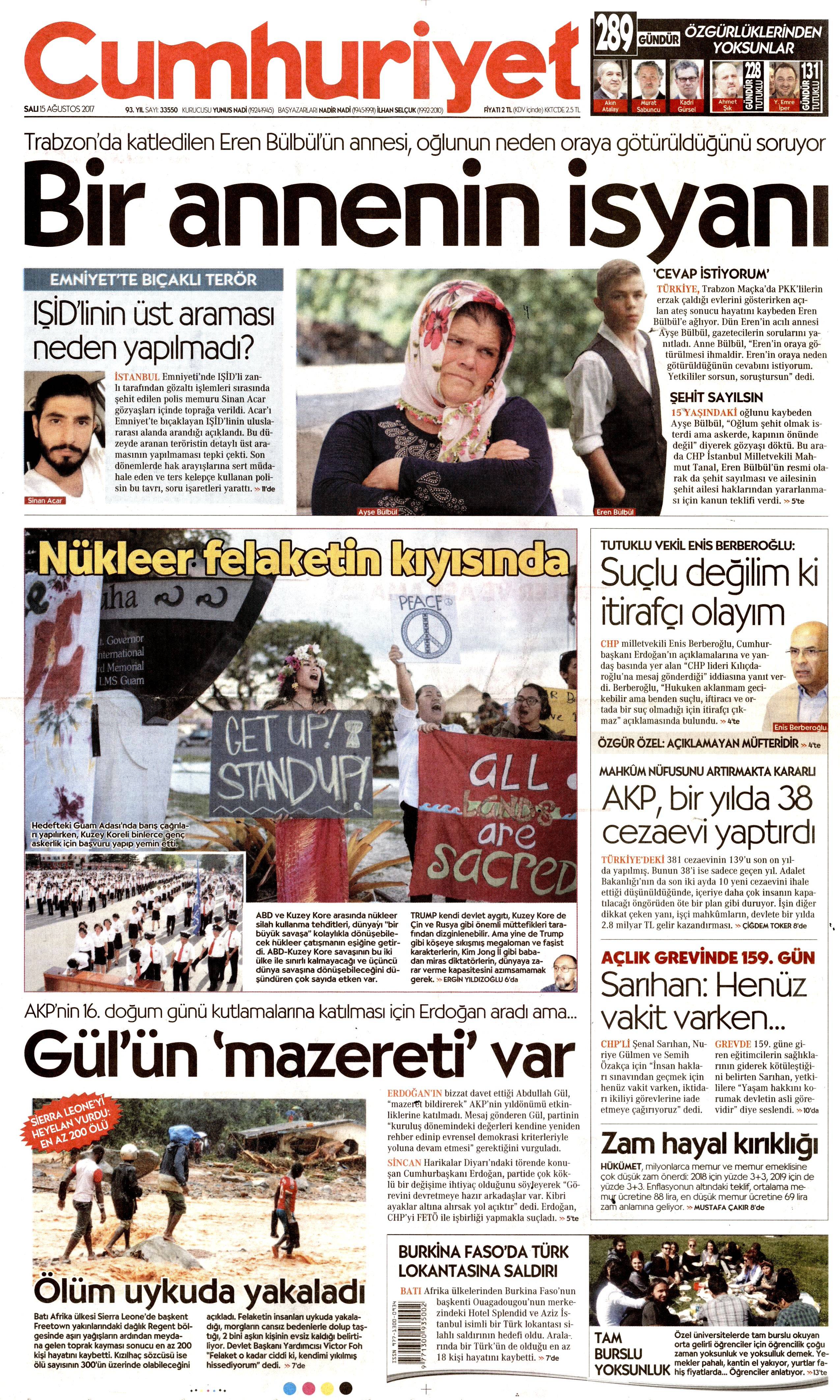 15 Ağustos gazete manşetleri - 37