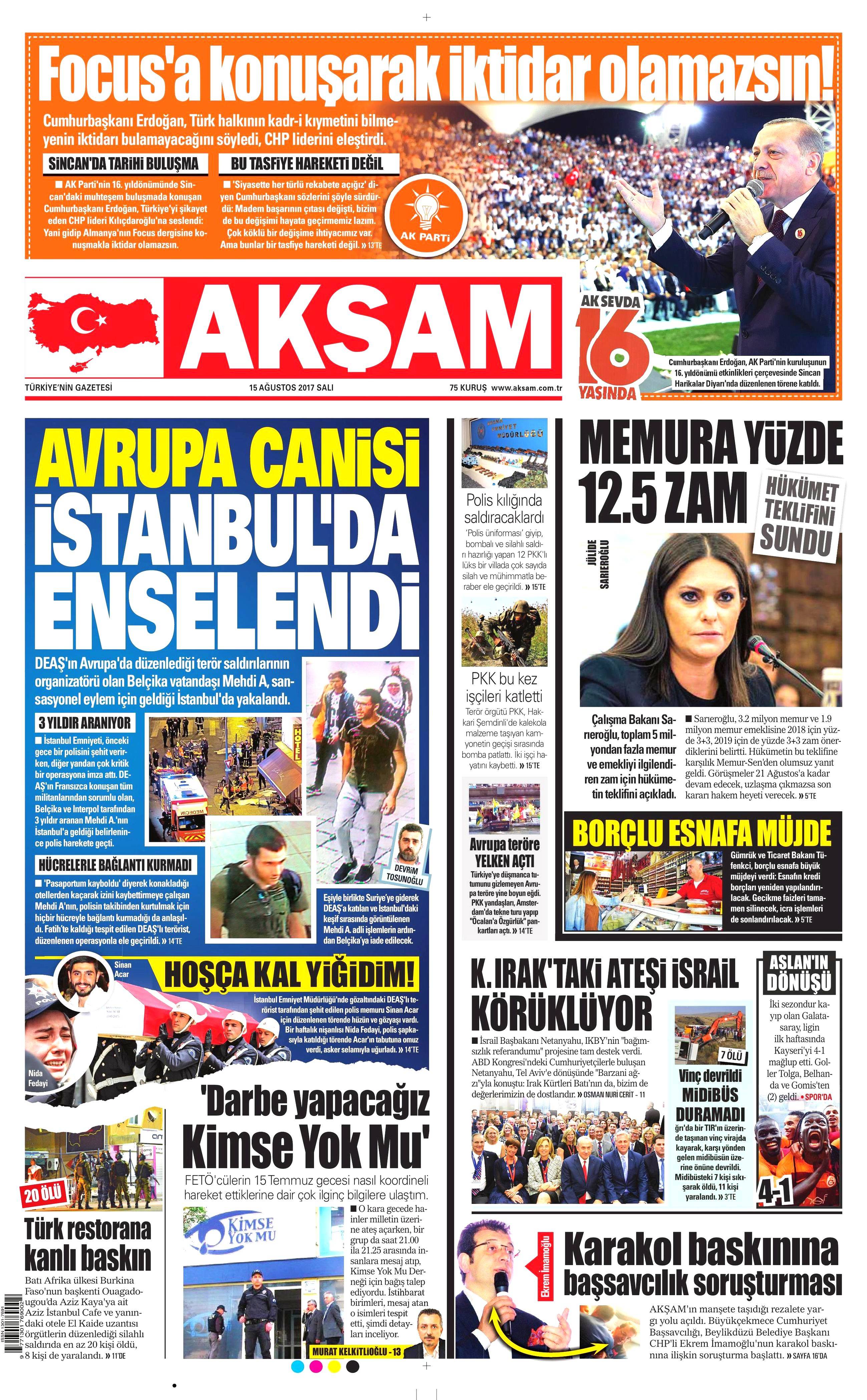 15 Ağustos gazete manşetleri - 1