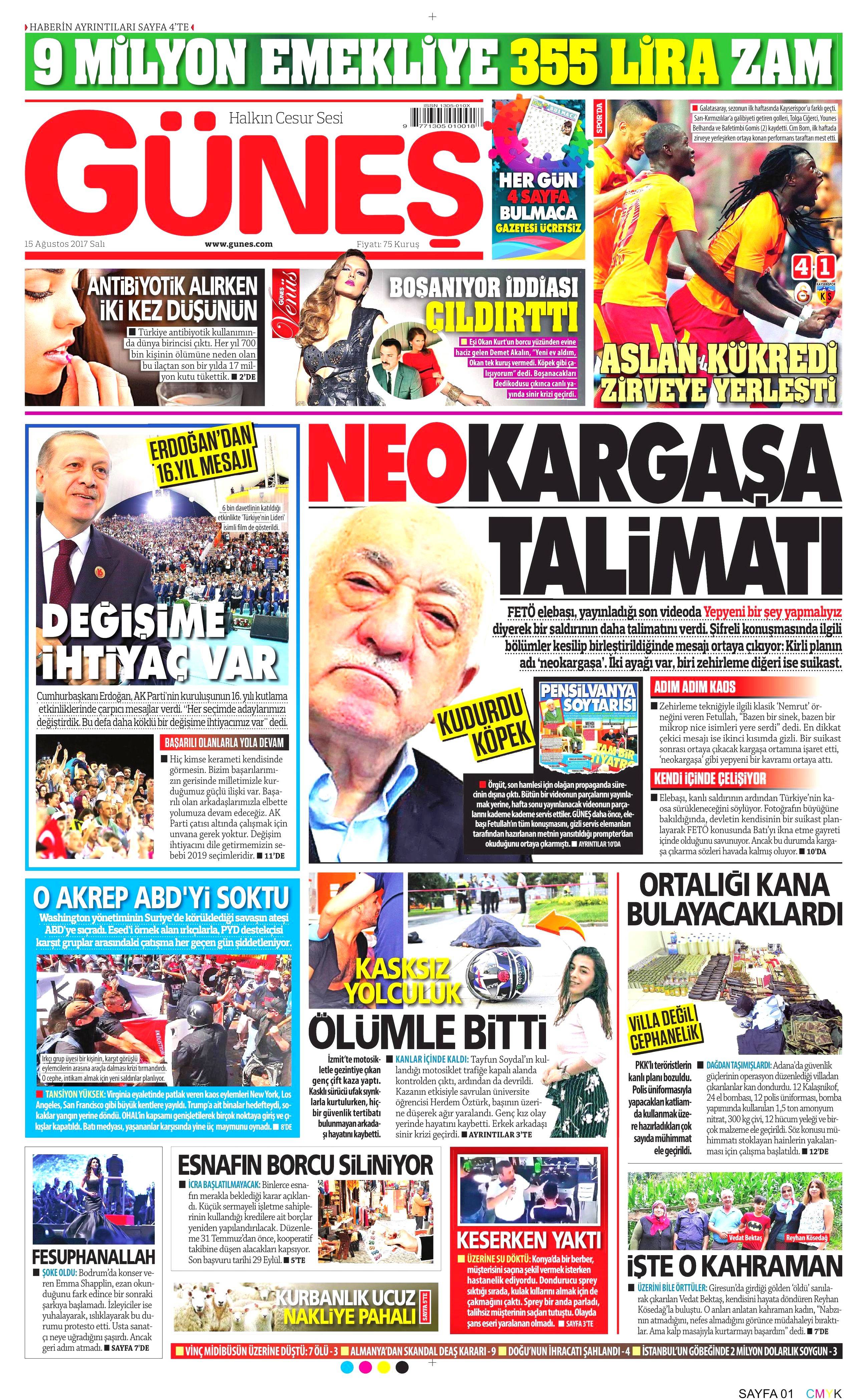 15 Ağustos gazete manşetleri - 9