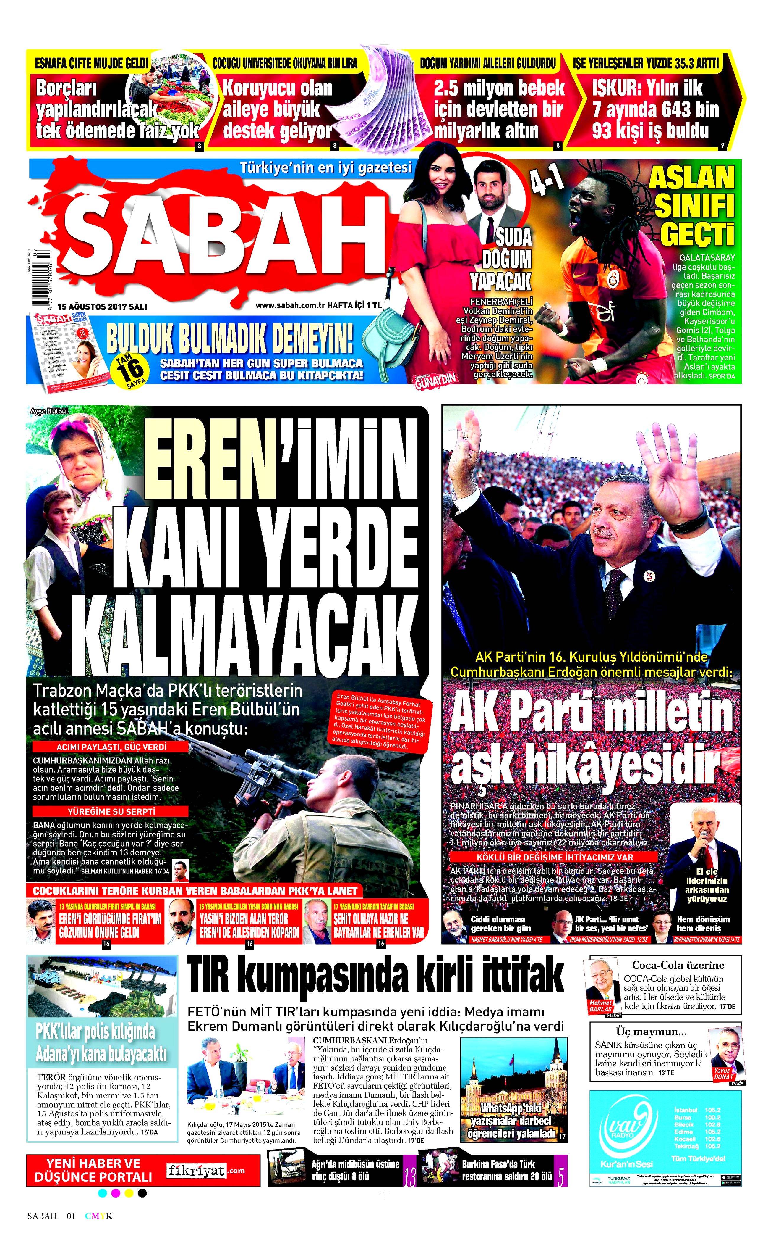 15 Ağustos gazete manşetleri - 19