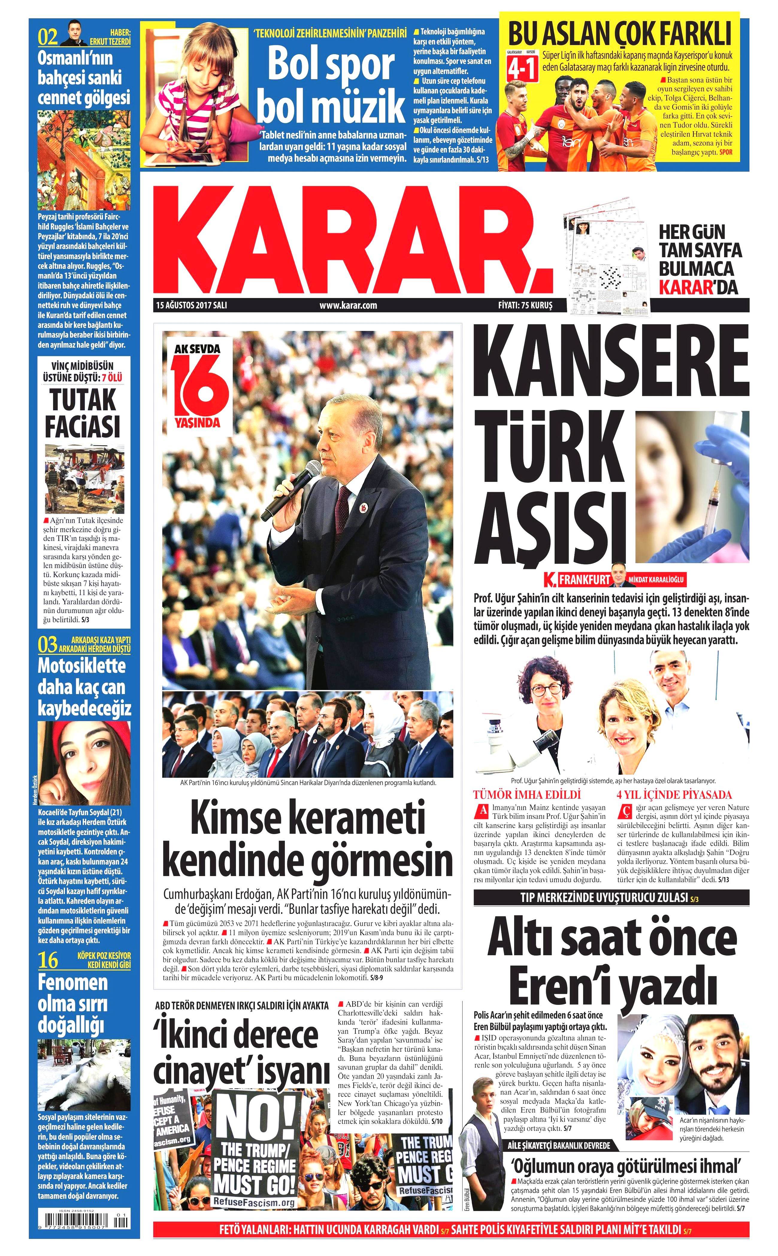 15 Ağustos gazete manşetleri - 14