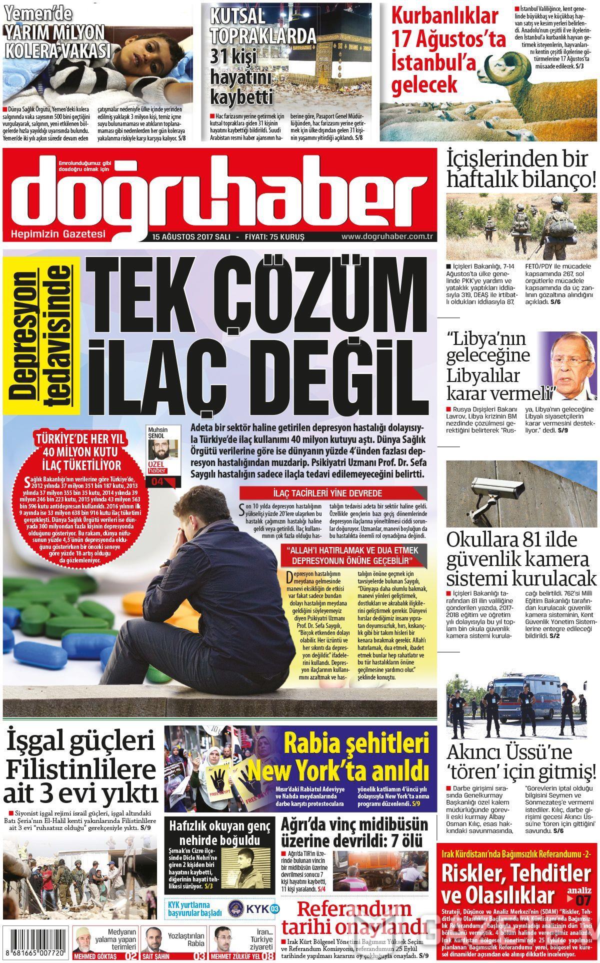 15 Ağustos gazete manşetleri - 7