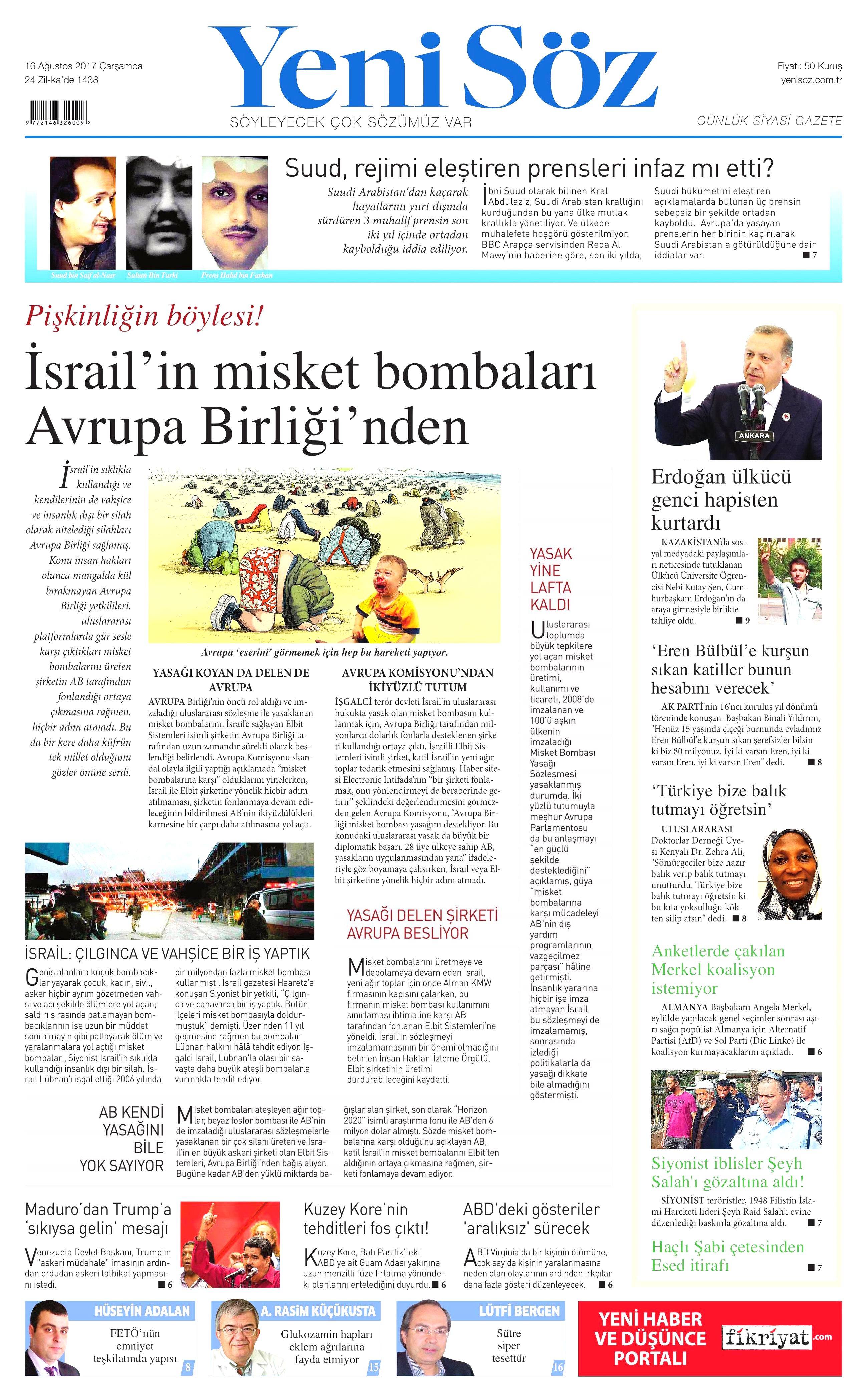 16 Ağustos 2017 gazete manşetleri - 29