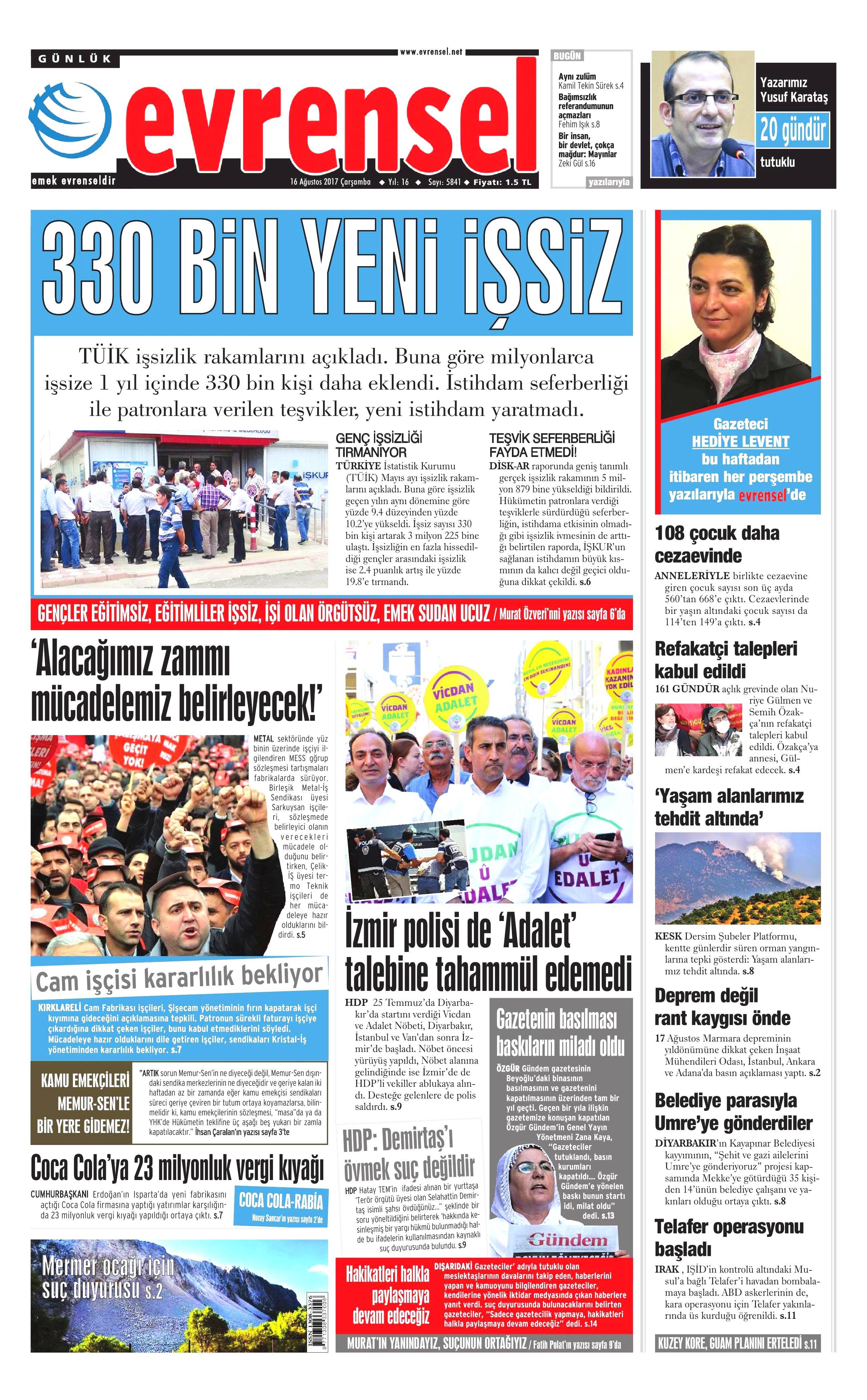 16 Ağustos 2017 gazete manşetleri - 34