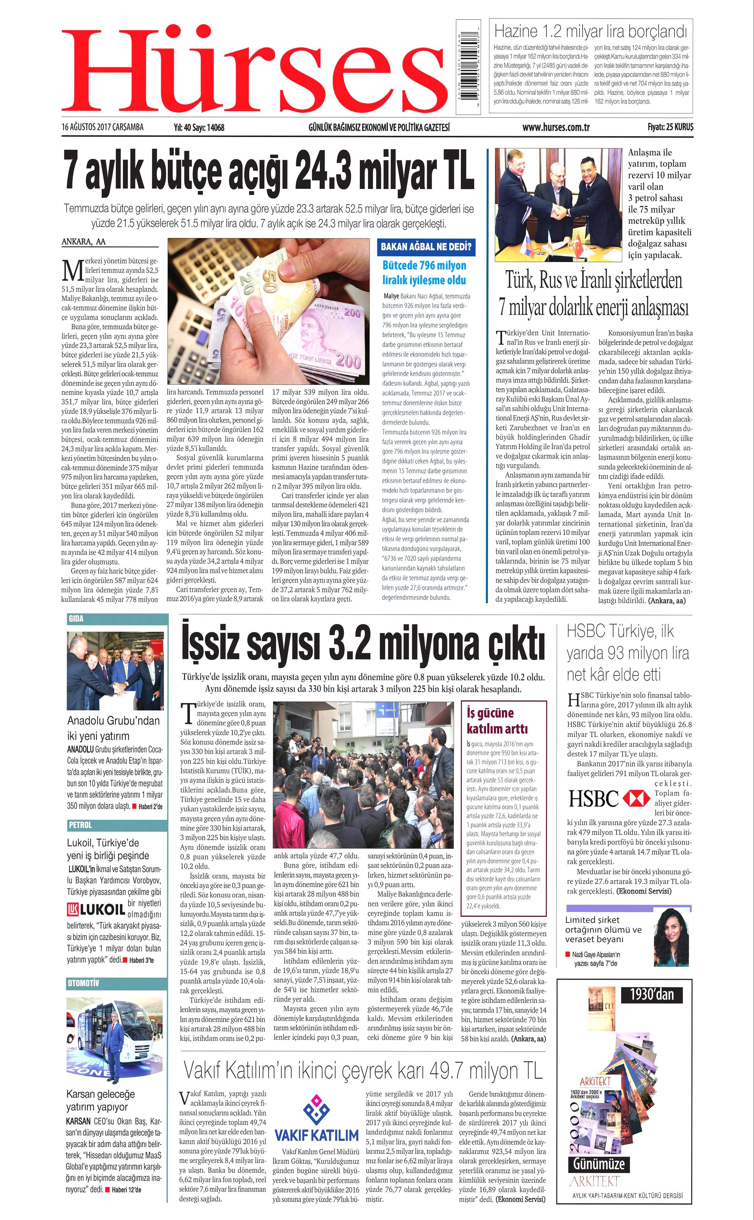 16 Ağustos 2017 gazete manşetleri - 12