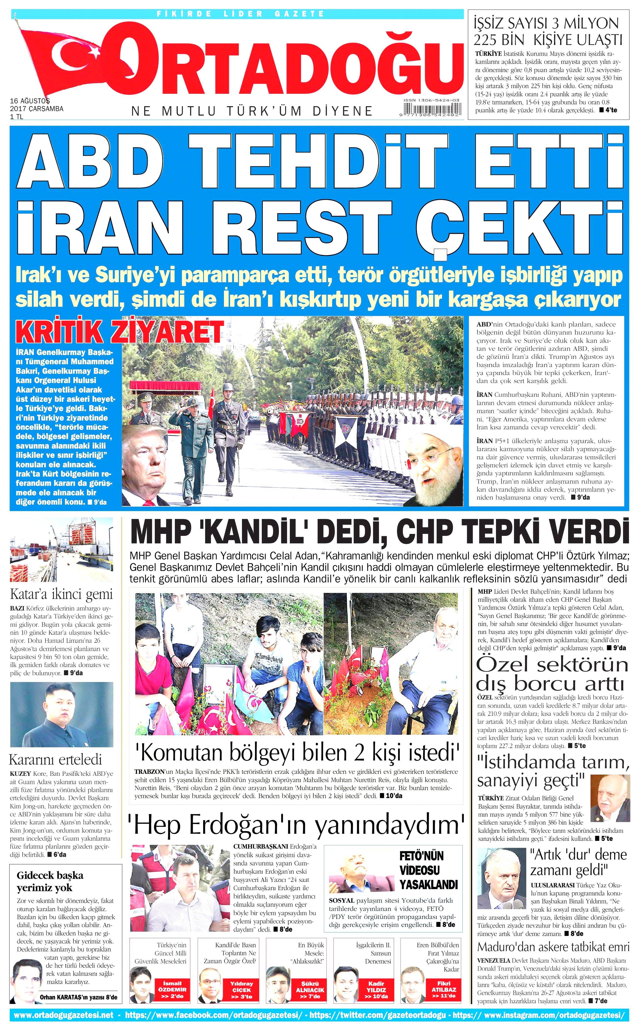 16 Ağustos 2017 gazete manşetleri - 18