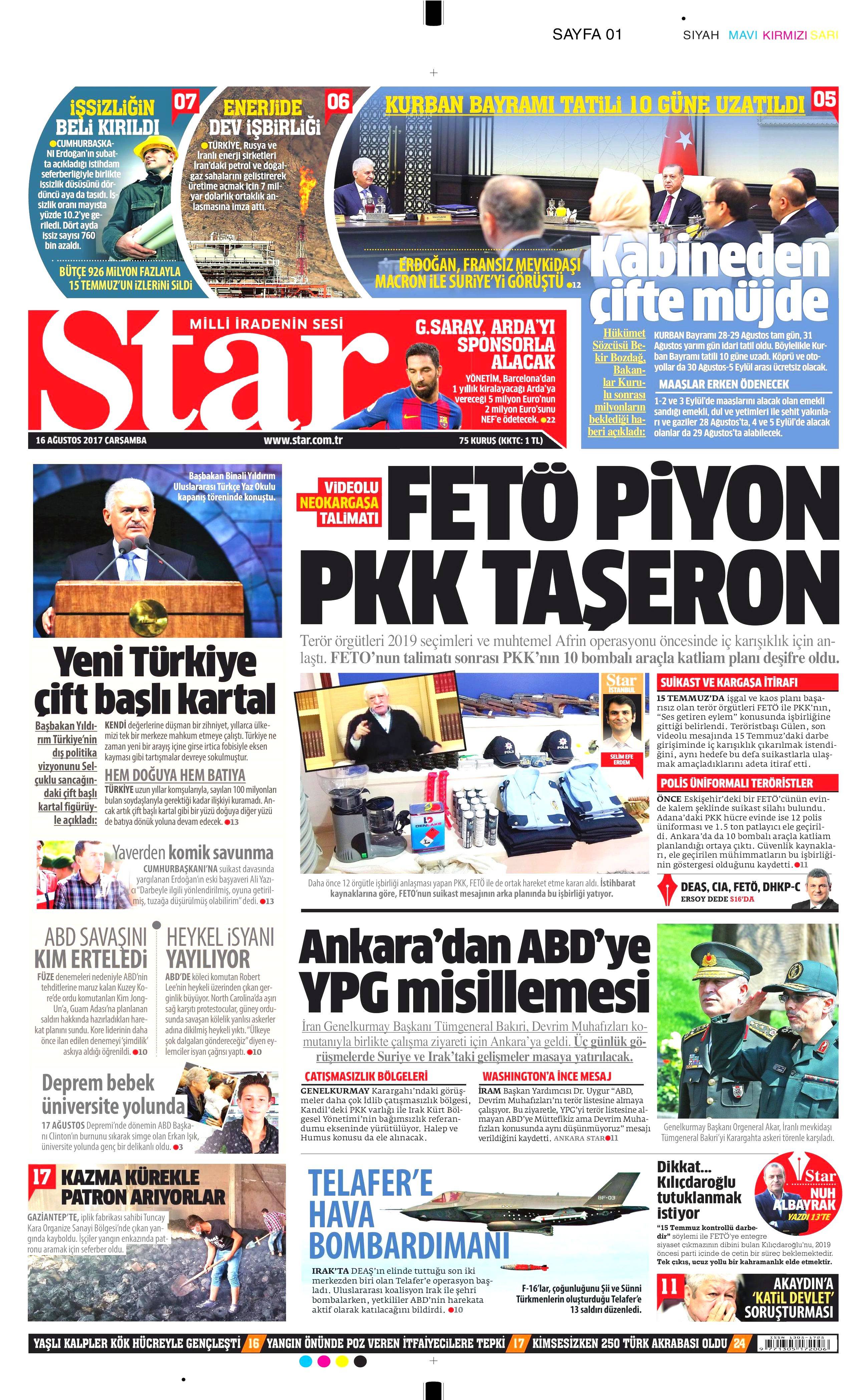 16 Ağustos 2017 gazete manşetleri - 20