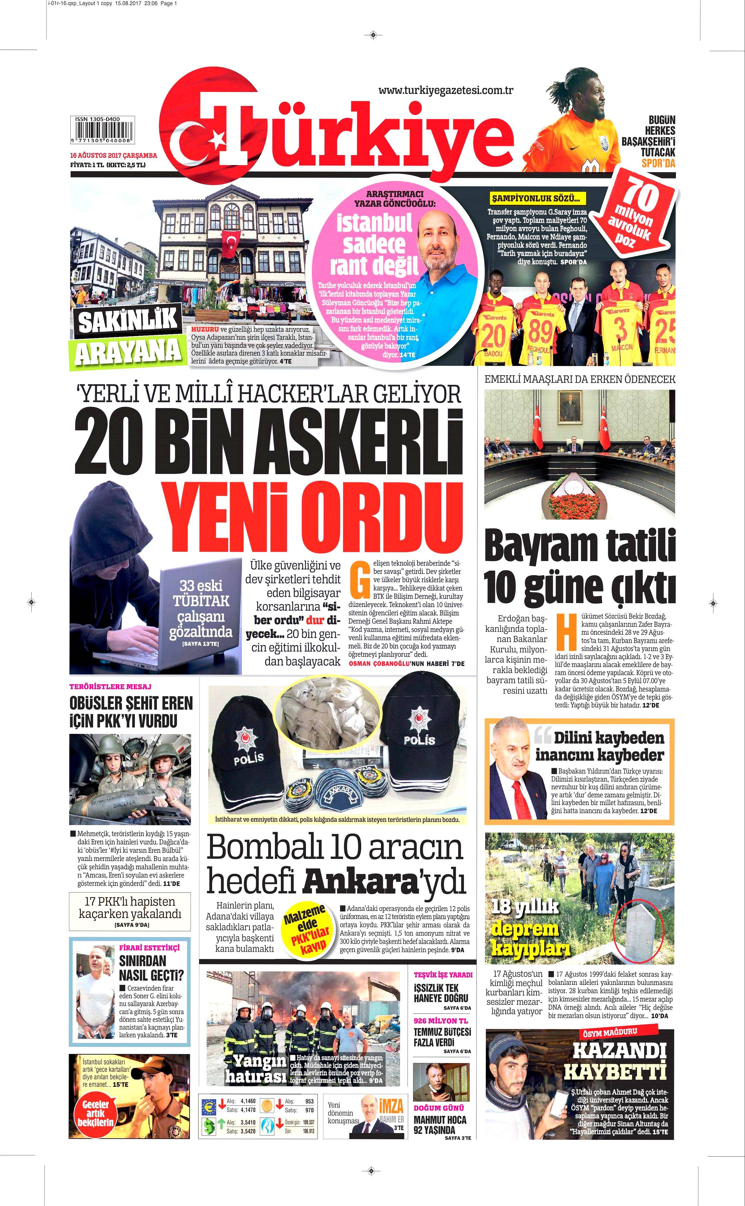 16 Ağustos 2017 gazete manşetleri - 22