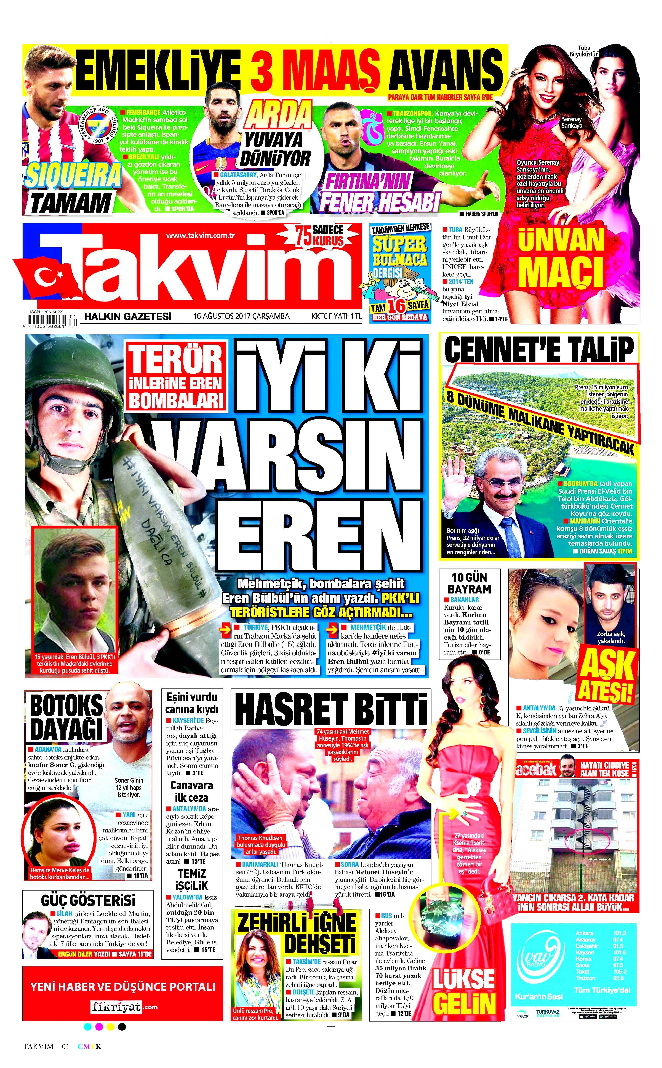 16 Ağustos 2017 gazete manşetleri - 21