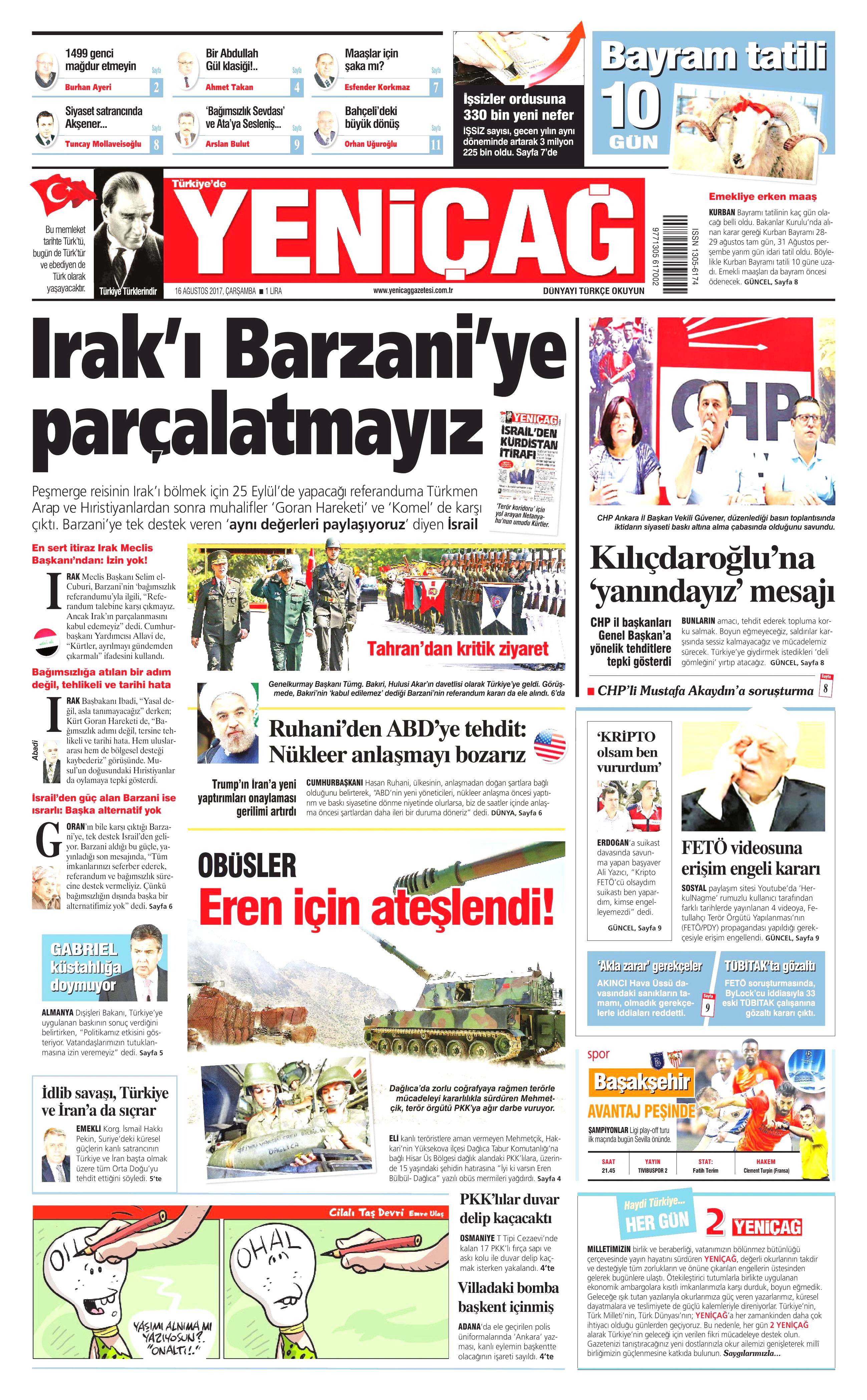 16 Ağustos 2017 gazete manşetleri - 26