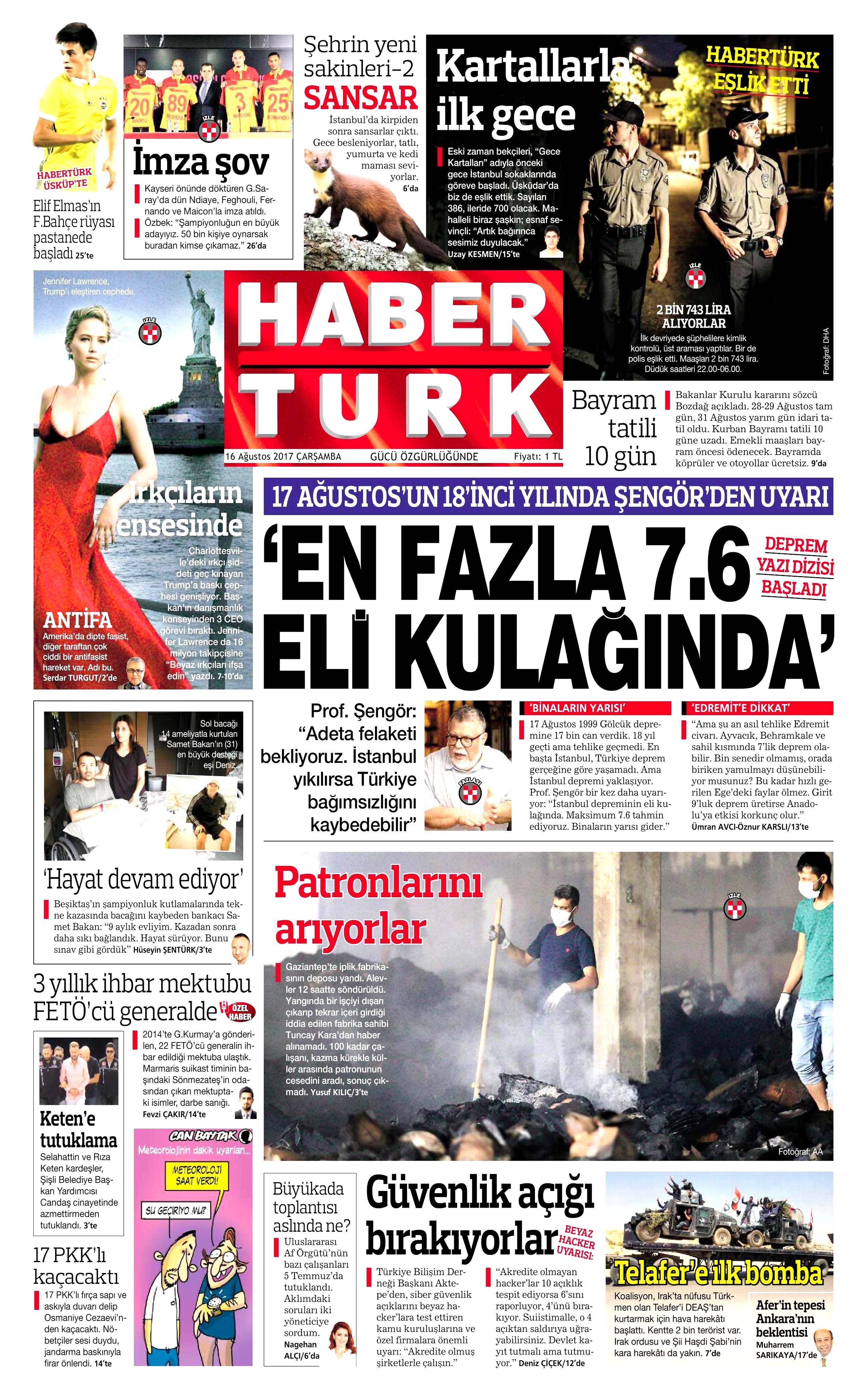 16 Ağustos 2017 gazete manşetleri - 10