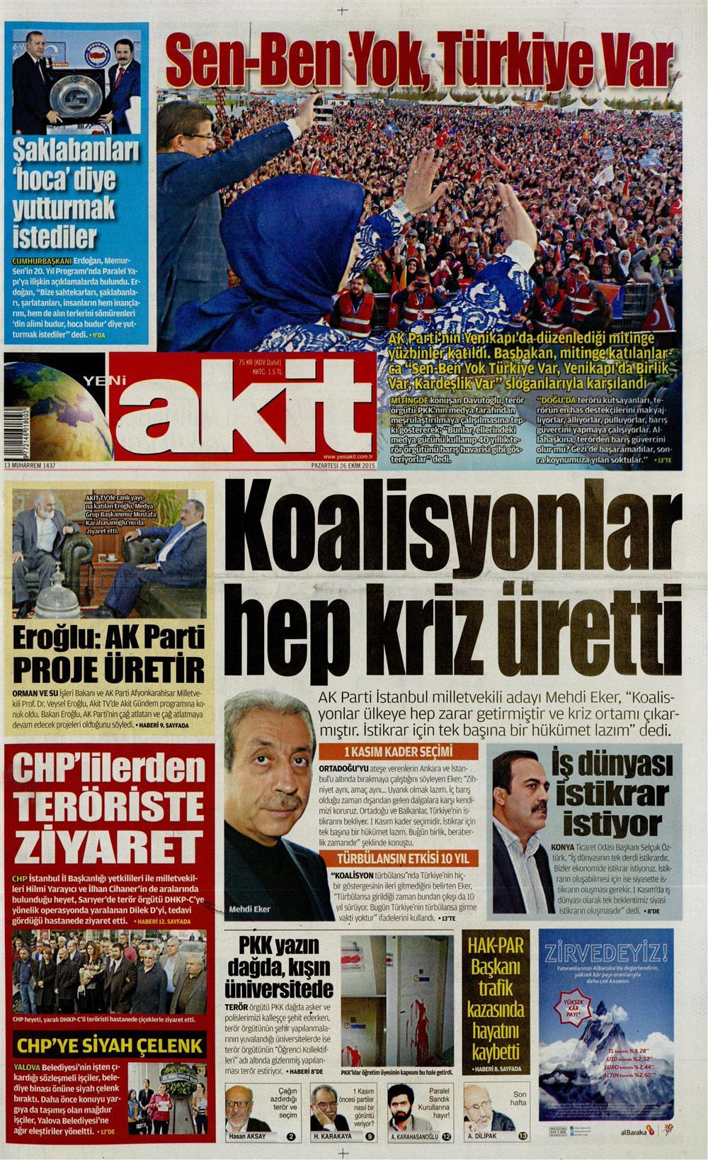 Gazeteler bugün ne yazdı? - 1