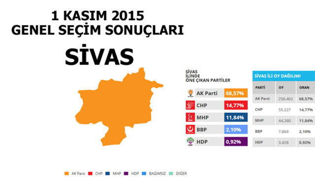 Hangi şehir hangi partiye oy verdi? - 210