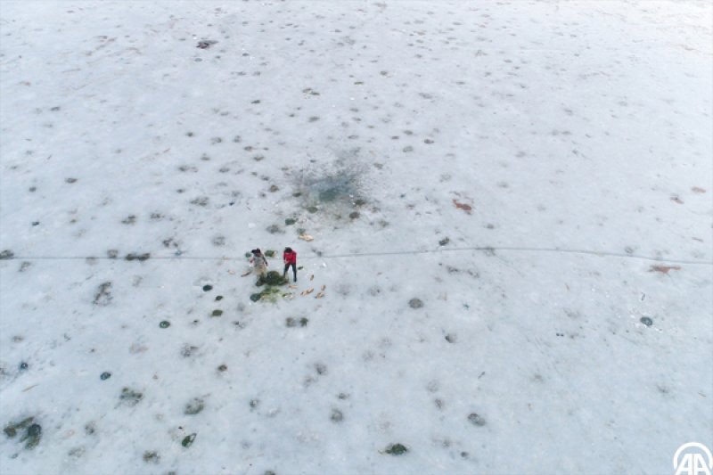 Buzun altında balık avı havadan görüntülendi - 0