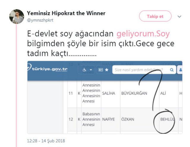 e-Devlet'in soyağacı sorgulamasında rastlanan değişik isimler - 31