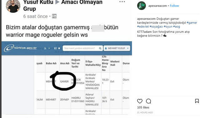 e-Devlet'in soyağacı sorgulamasında rastlanan değişik isimler - 34