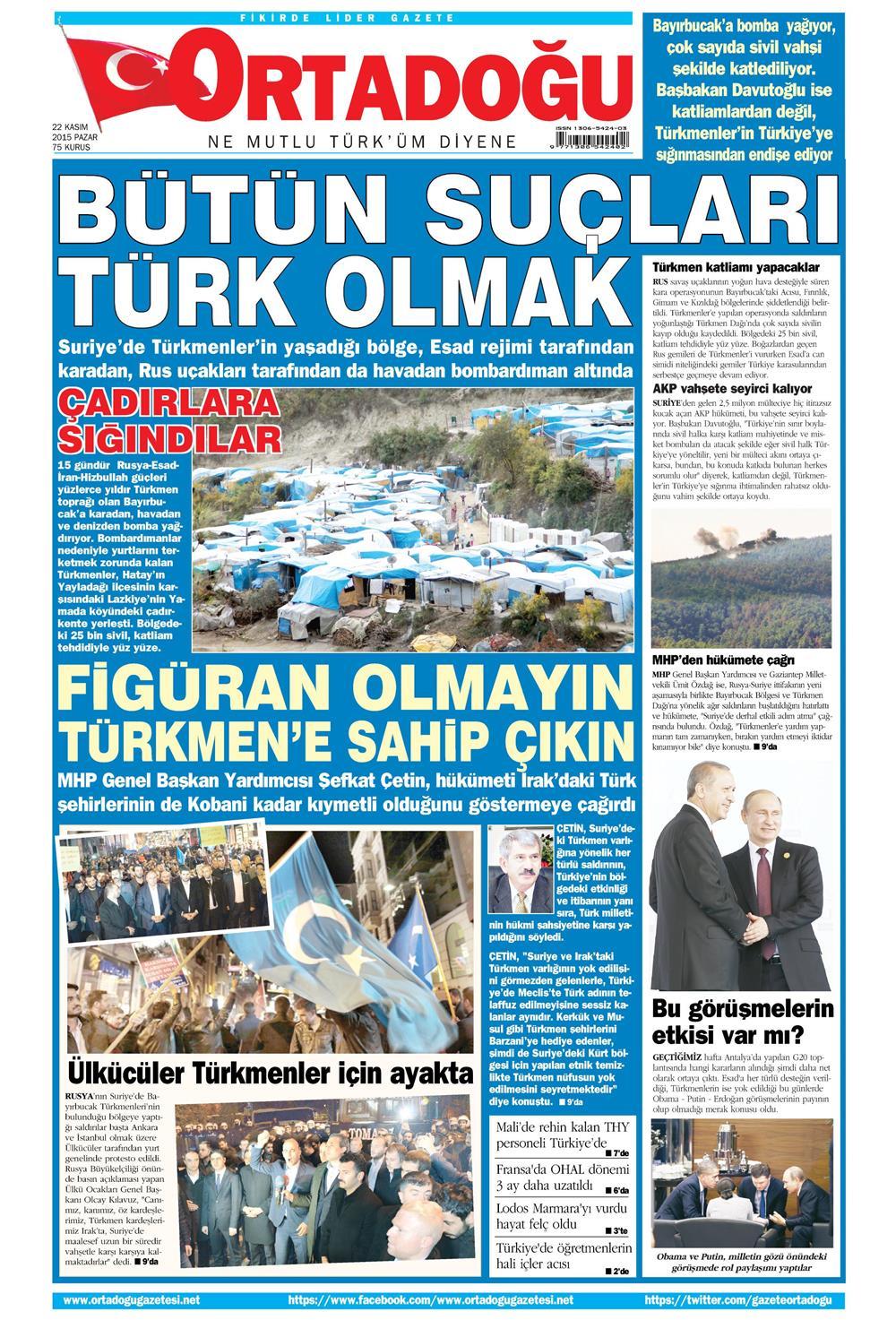 22 Kasım 2015 gazete manşetleri - 937