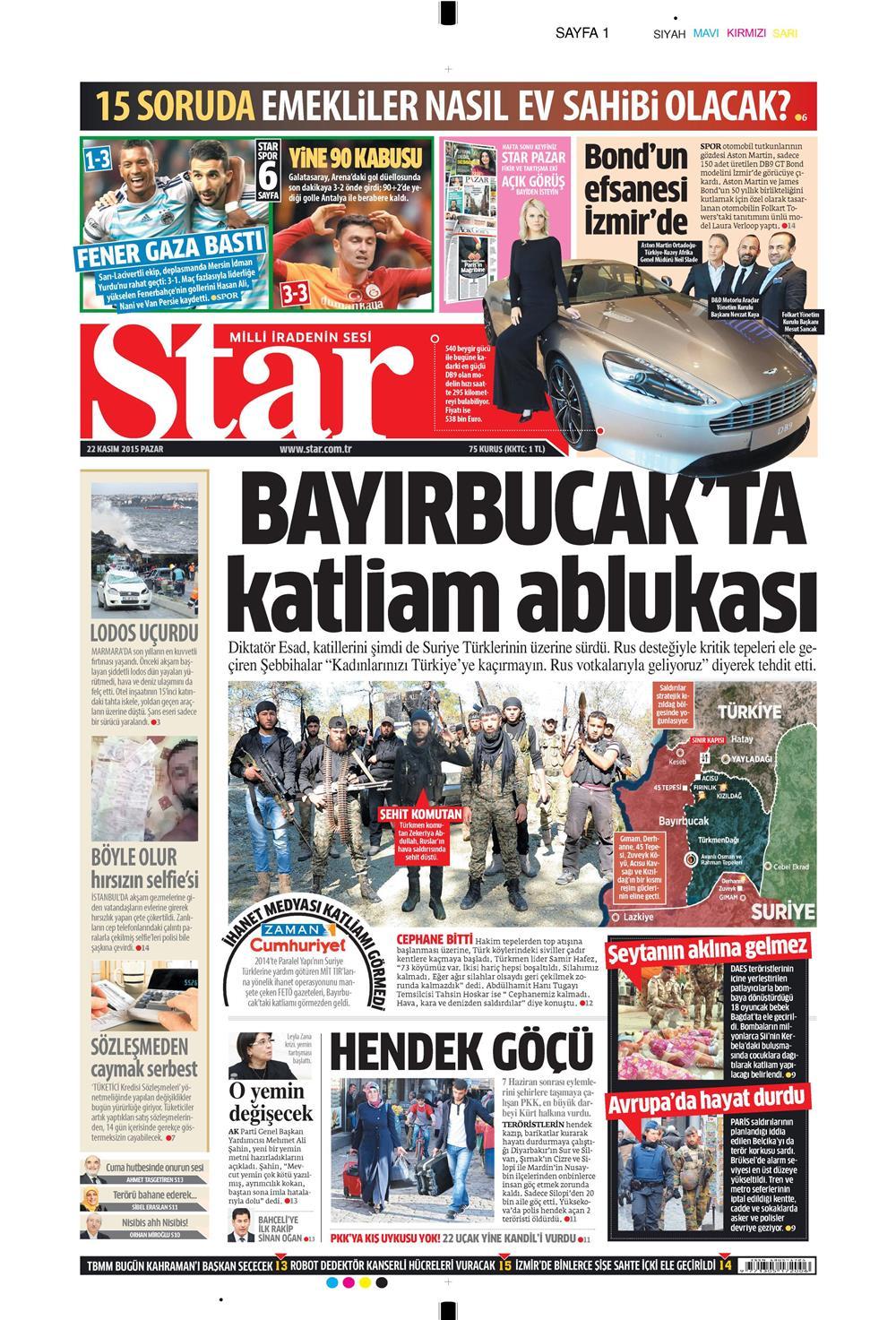 22 Kasım 2015 gazete manşetleri - 535